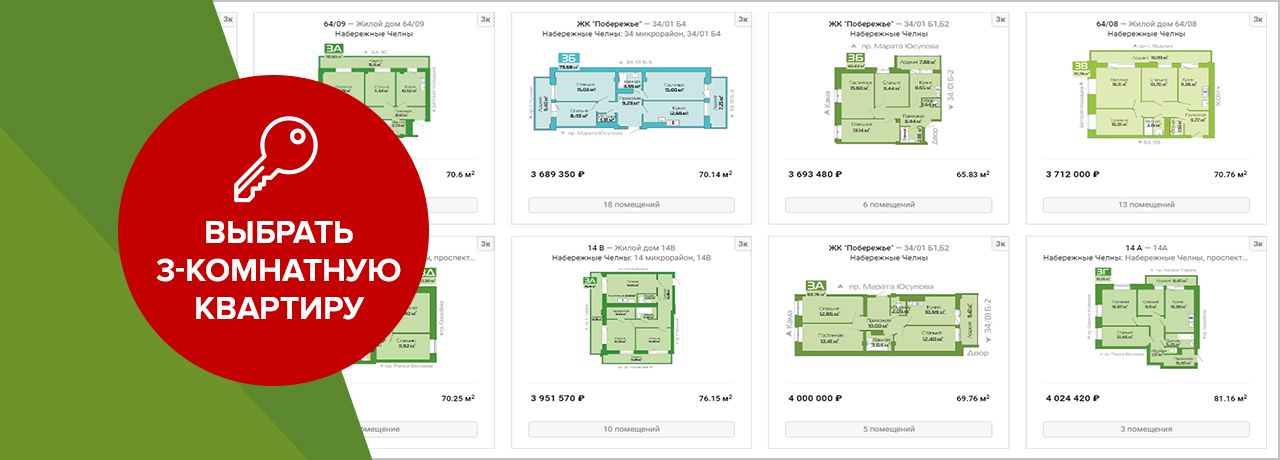 3-комнатные квартиры