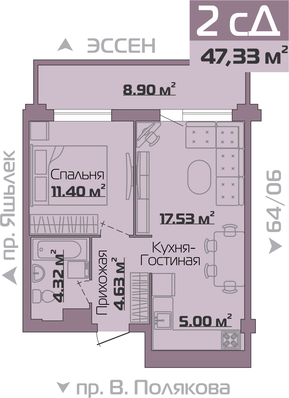 планировка двухкомнатной квартиры в новостройке